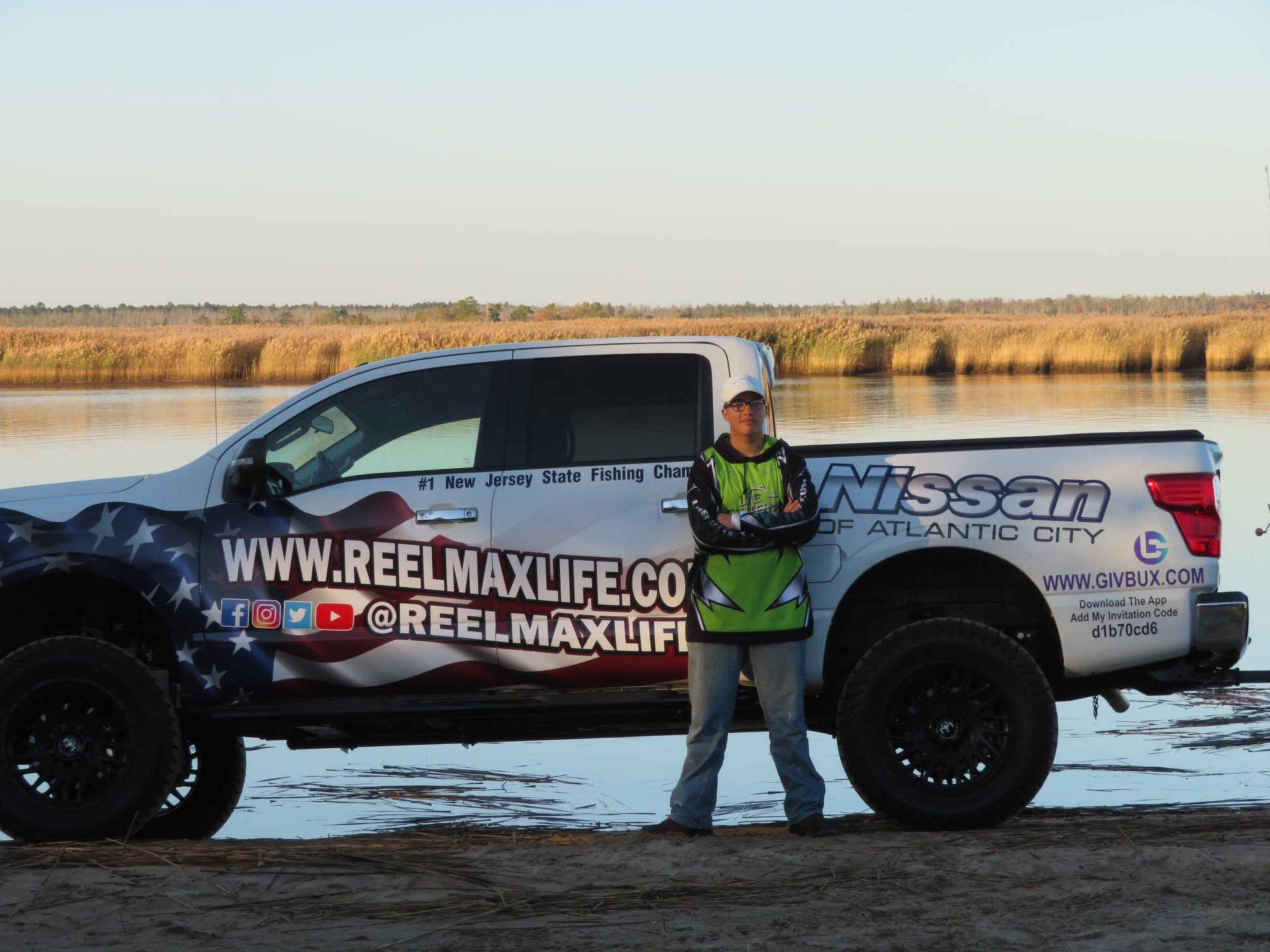 Nissan gave me a Titan truck and wrapped it with my website and sponsors.
